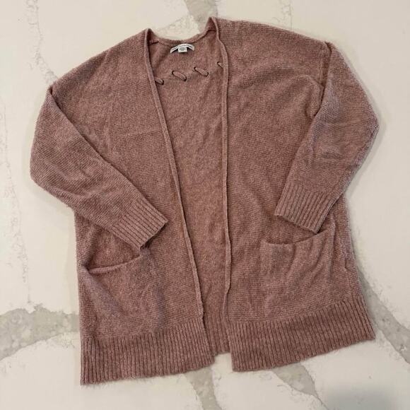 American Eagle Slouchy Marled Open Front Cardigan Sweater Women's Medium Pink - Picture 1 of 7